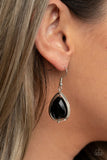 Drop Dead Duchess - Black Rhinestone Gem Fishhook Earrings