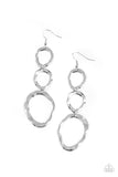 So OVAL It! - Black/Gunmetal - Silver Hammered Oval Rings Fishhook Earrings