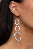 So OVAL It! - Black/Gunmetal - Silver Hammered Oval Rings Fishhook Earrings