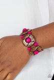 Island Adventure - Red - Pink Wooden Bracelet