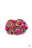 Island Adventure - Red - Pink Wooden Bracelet