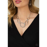 Prehistoric Heirloom - Silver Asymmetrical Twisted Rings Short Necklace