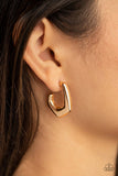 On The Hook - Gold Bar Curves into a Hook Hoop Earrings