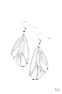 Turn Into A Butterfly - Gold - Silver Bars Fan Out to Wings Fishhook Earrings