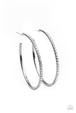 By Popular Vote - White - Black/Gunmetal Dainty Rhinestones Silver Hoop Earrings