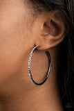 By Popular Vote - White - Black/Gunmetal Dainty Rhinestones Silver Hoop Earrings