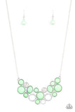 Extra Eloquent - Green Minty Beads White Rhinestones Short Necklace