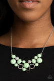 Extra Eloquent - Green Minty Beads White Rhinestones Short Necklace