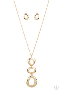 Gallery Artisan - Gold - Silver Hammered Asymmetrical and Oval Frames Long Necklace