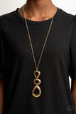 Gallery Artisan - Gold - Silver Hammered Asymmetrical and Oval Frames Long Necklace