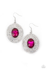 Fierce Field - Pink Oval Gem Fishhook Earrings