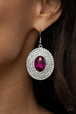 Fierce Field - Pink Oval Gem Fishhook Earrings