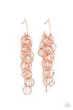 Long Live the Rebels - Gold - Silver - Copper Strands of Links Cascade Hoop Earrings