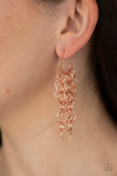 Long Live the Rebels - Gold - Silver - Copper Strands of Links Cascade Hoop Earrings