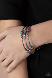 Showy Shimmer - Multi/Gunmetal Beads Oil Spill Coil Wrap Bracelet