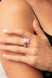 Ready For My Coronation - Iridescent Oversized Rhinestone Thin Band Ring