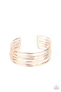 Nerves Of Steel - Silver - Rose Gold Wires Crisscross Cuff Bracelet