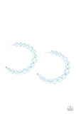 In the Clear - White - Blue Glassy Beads on an Oversized Hoop Earrings