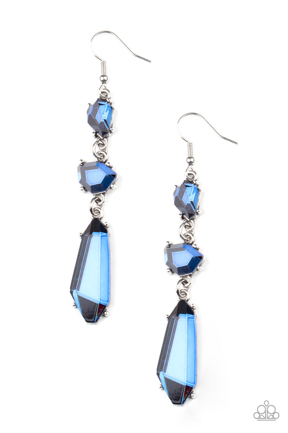 Sophisticated Smolder - Blue Gems Trickles Fishhook Earrings