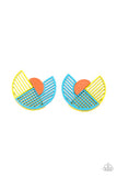 It's Just An Expression - Pink/Orange - Blue/Yellow Post Earrings