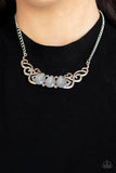 Heavenly Happenstance - Silver Smoky Teardrop Beads Silver Vine-Like Plate Short Necklace