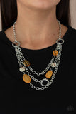 Oceanside Spa - Purple - Orange Crystal-Like Beads Short Necklace