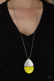 Rainbow Shores - Blue - Yellow Shell-Like Half Moon Long Necklace