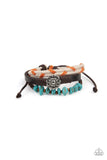 Terrain Trend - Orange Cording Turquoise Stones Urban Pull Tie Bracelet