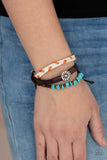 Terrain Trend - Orange Cording Turquoise Stones Urban Pull Tie Bracelet