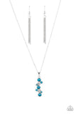 Classically Clustered - Blue Tint and White Rhinestones Short Necklace