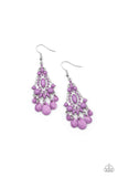 Staycation Home - White - Purple Bubbly Beads Teardrops Drip Drown Fishhook Earrings