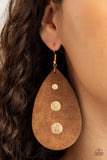 Rustic Torrent - Black - Brown - Gold Leather Teardrop Fishhook Earring