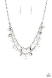 Ethereally Ensconced - White Iridescent Crystal-Like Beads Short Necklace