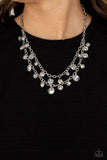 Ethereally Ensconced - White Iridescent Crystal-Like Beads Short Necklace