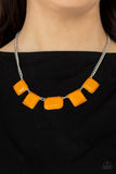 Instant Mood Booster - Orange Acrylic Assorted Shaped Beads Short Necklace