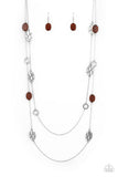 Cobble Creeks - Brown Glassy Accents Beads Long Necklace