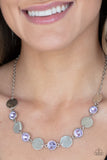 Refined Reflections - Purple Gems Silver Discs Short Necklace