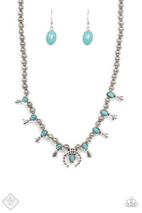 Luck of the West - Blue Stones Silver Horseshoe Short Necklace - Fashion Fix Necklace