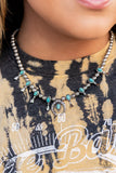 Luck of the West - Blue Stones Silver Horseshoe Short Necklace - Fashion Fix Necklace