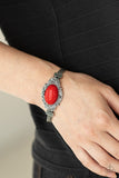 Top-Notch Drama - Red Oval Bead Clasp Bracelet