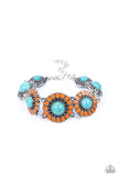 Bodaciously Badlands - Orange Petals Turquoise Stones Clasp Bracelet