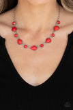 Heavenly Teardrops - Red Round and Teardrop Stones Short Necklace