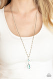 Titanic Splendor - Yellow - Blue Teardrop Gem Long Necklace