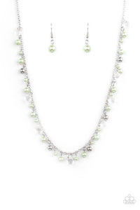 Pearl Essence - Green Pastel Pearls Dainty Silver Beads Short Necklace