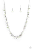 Pearl Essence - Green Pastel Pearls Dainty Silver Beads Short Necklace