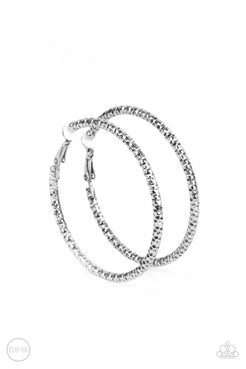 Subtly Sassy - Silver Oversized Hoop Clip-On Earrings