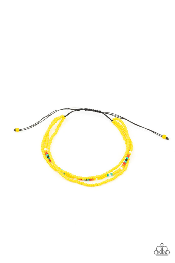 Basecamp Boyfriend - Yellow Dainty Seed Beads Urban Pull Tie Seed Bead Bracelet