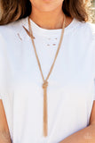 Knot All There - Gold Strands Chains in a Knot Long Necklace Fashion Fix Necklace Oct. 2021