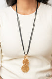 Circulating Shimmer - Gold/Brown - Gold/Black Discs and Cording Long Necklace Fashion Fix Necklace Sept. 2021