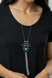 Eco Echoes - Blue/Turquoise - Black Stone Silver Bars Long Necklace